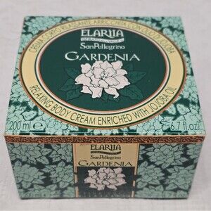 New VTG Elariia San Pellegrino Gardenia Relaxing Body Cream W JoJoba Oil 6.7 Oz